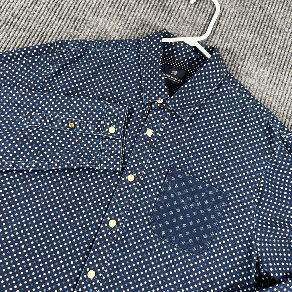 Scotch & Soda Shirt Mens Large Blue Geometric Long Sleeve Button Up Casual